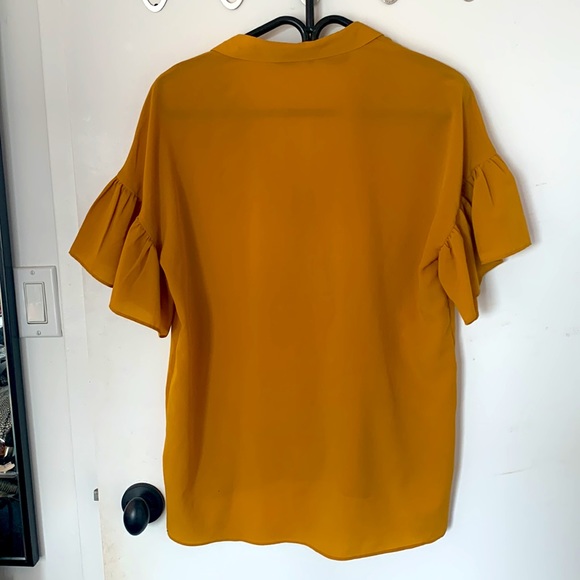 Dark yellow blouse with ruffled sleeves - Picture 2 of 3